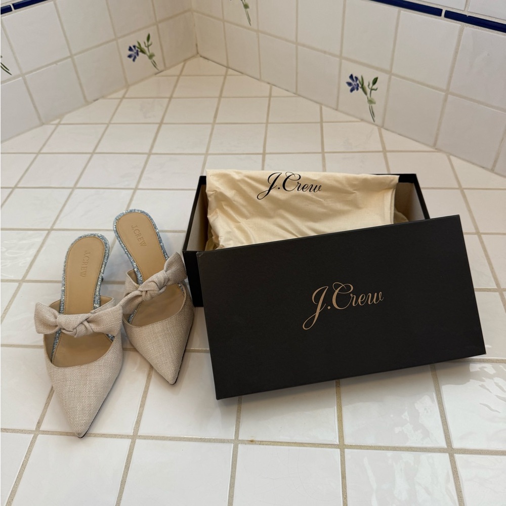 J. Crew Women's Cream Bow Mules